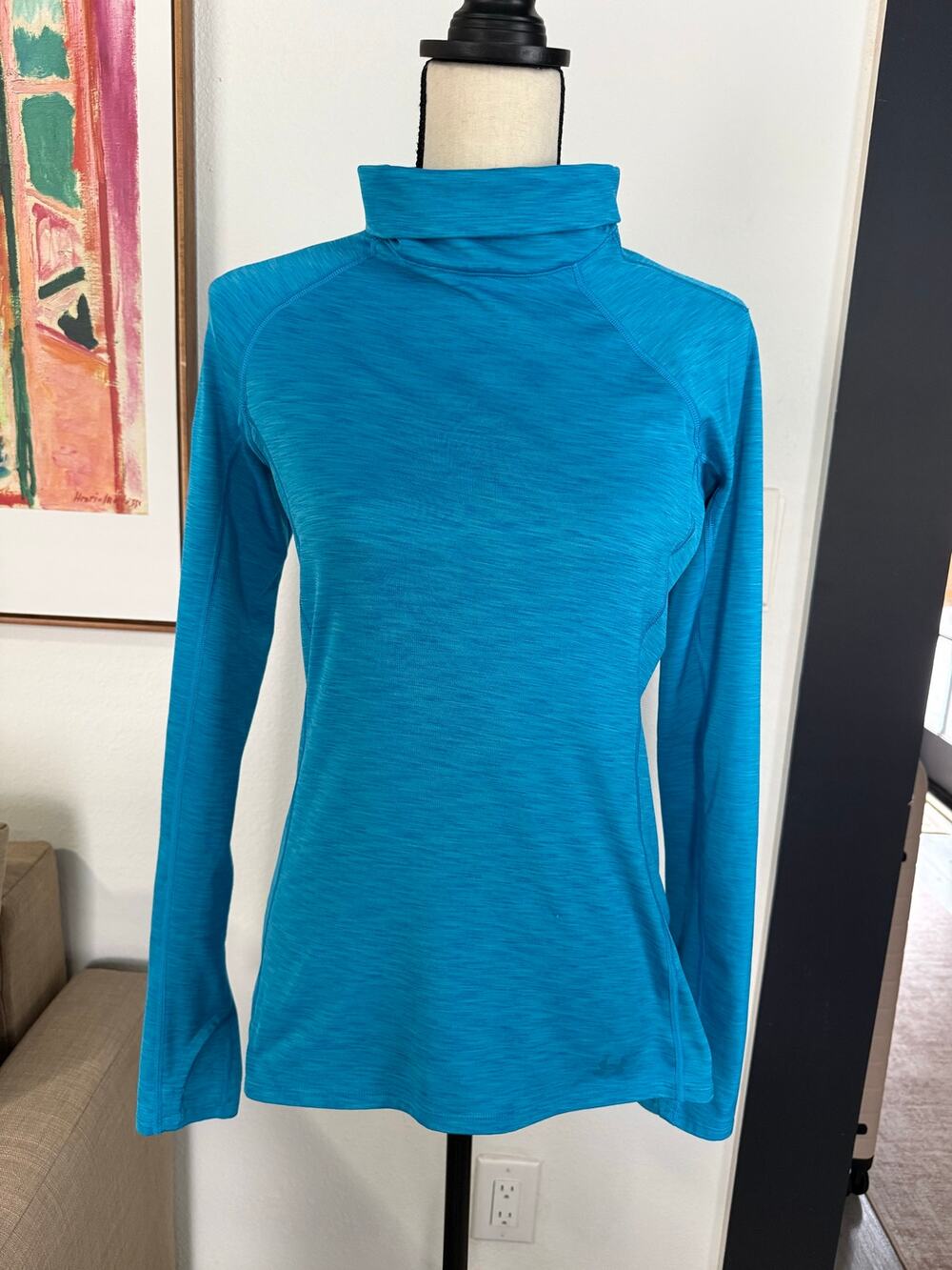 Under Armour ColdGear Mock Neck Long Sleeve Compression Top Blue Women’s M